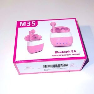 Pink Wireless Earbuds Bluetooth Headset-New in Box